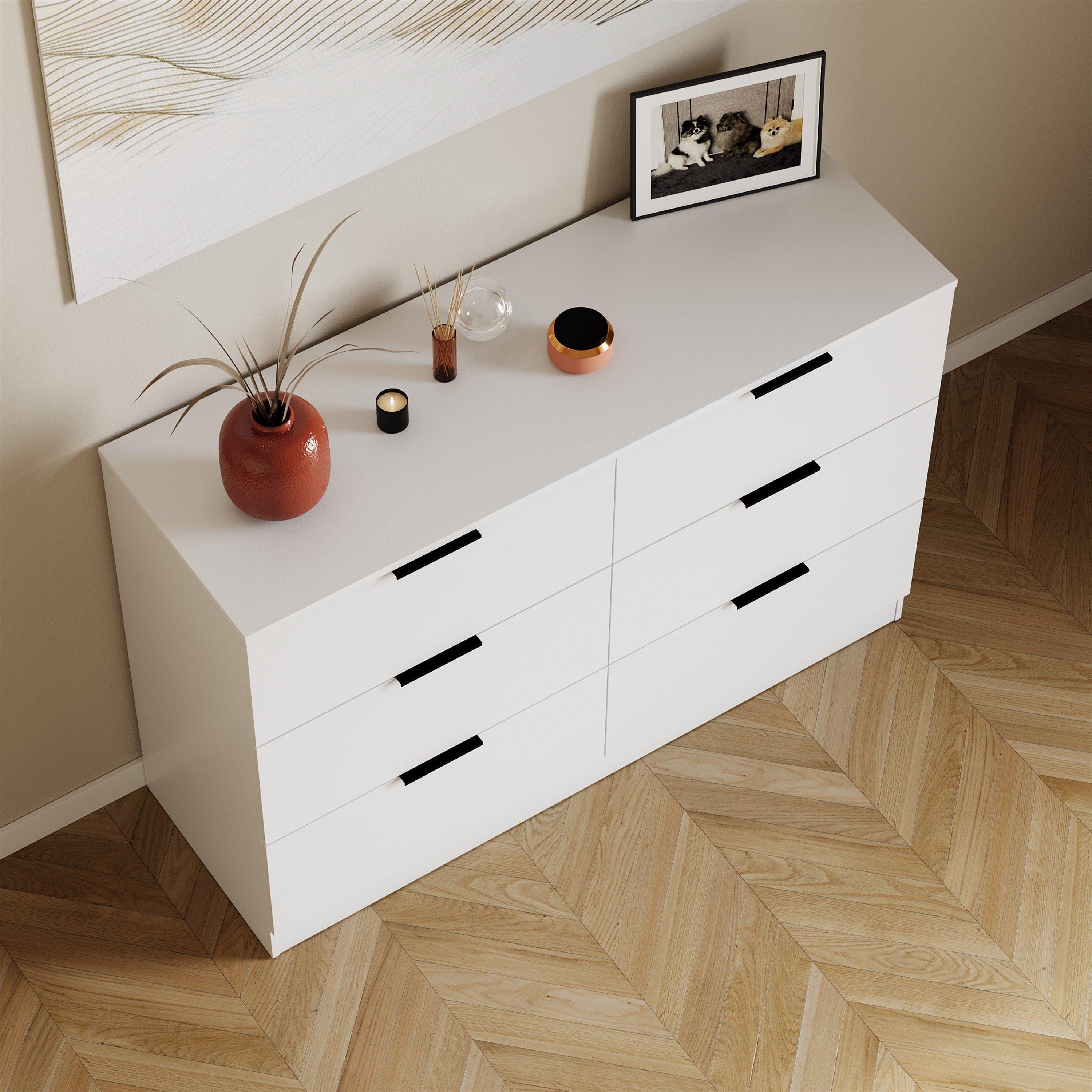 White - Lassic - Trega 6 Drawer Chest of Drawers - 6