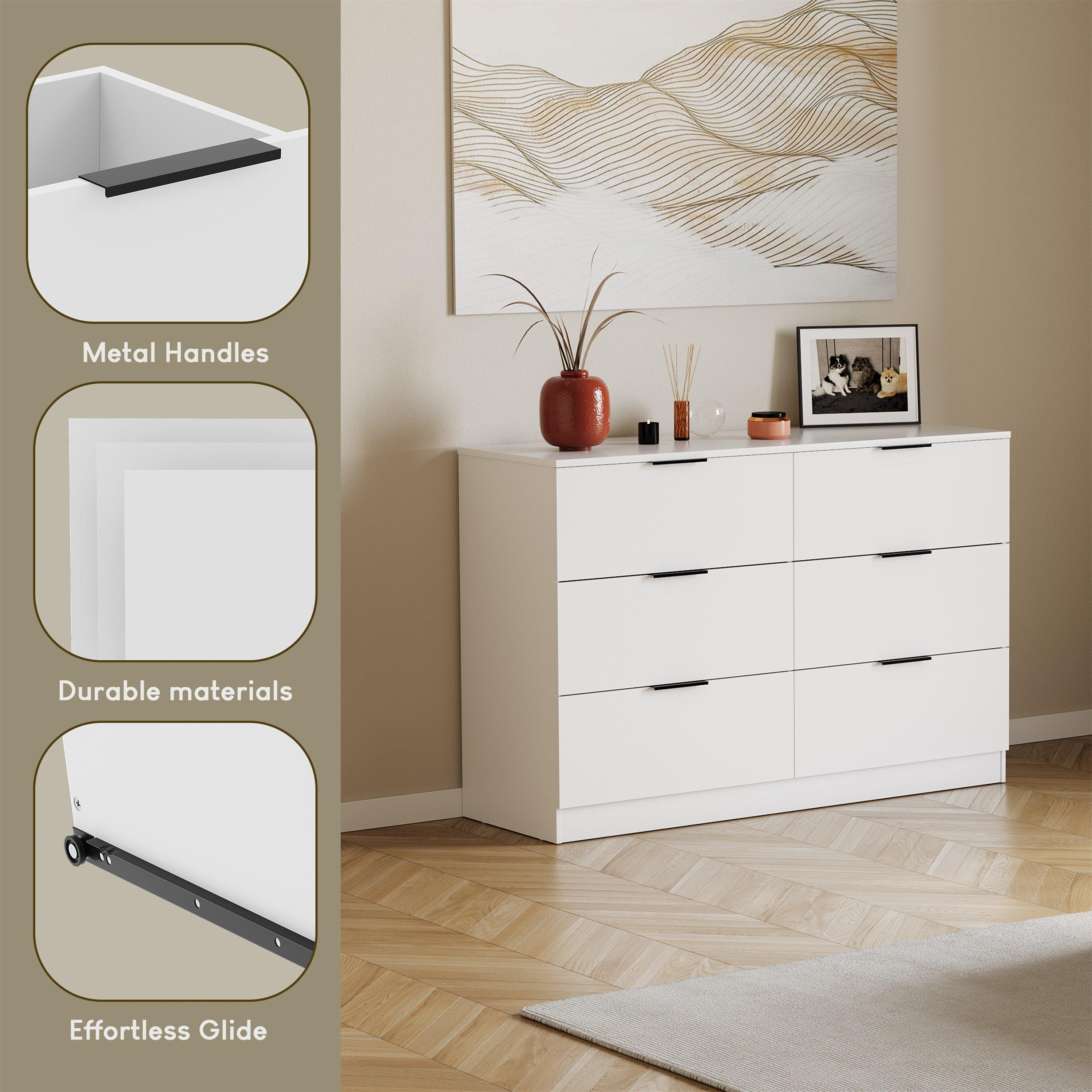 White - Lassic - Trega 6 Drawer Chest of Drawers - 7