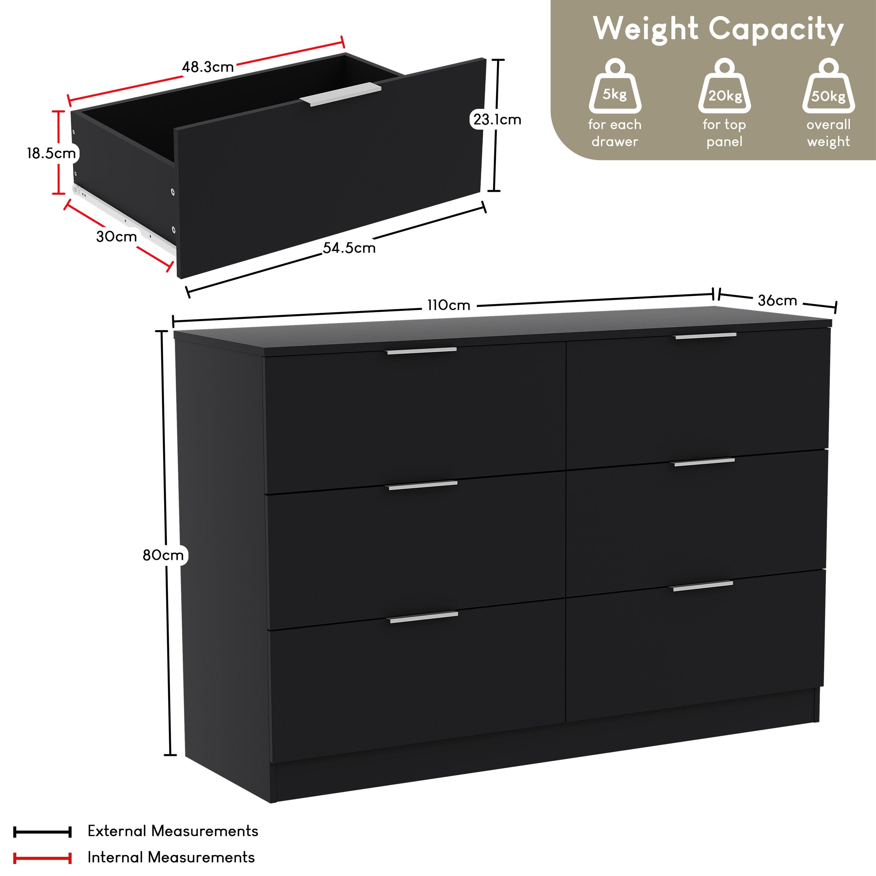 Black - Lassic - Trega 6 Drawer Chest of Drawers - 2