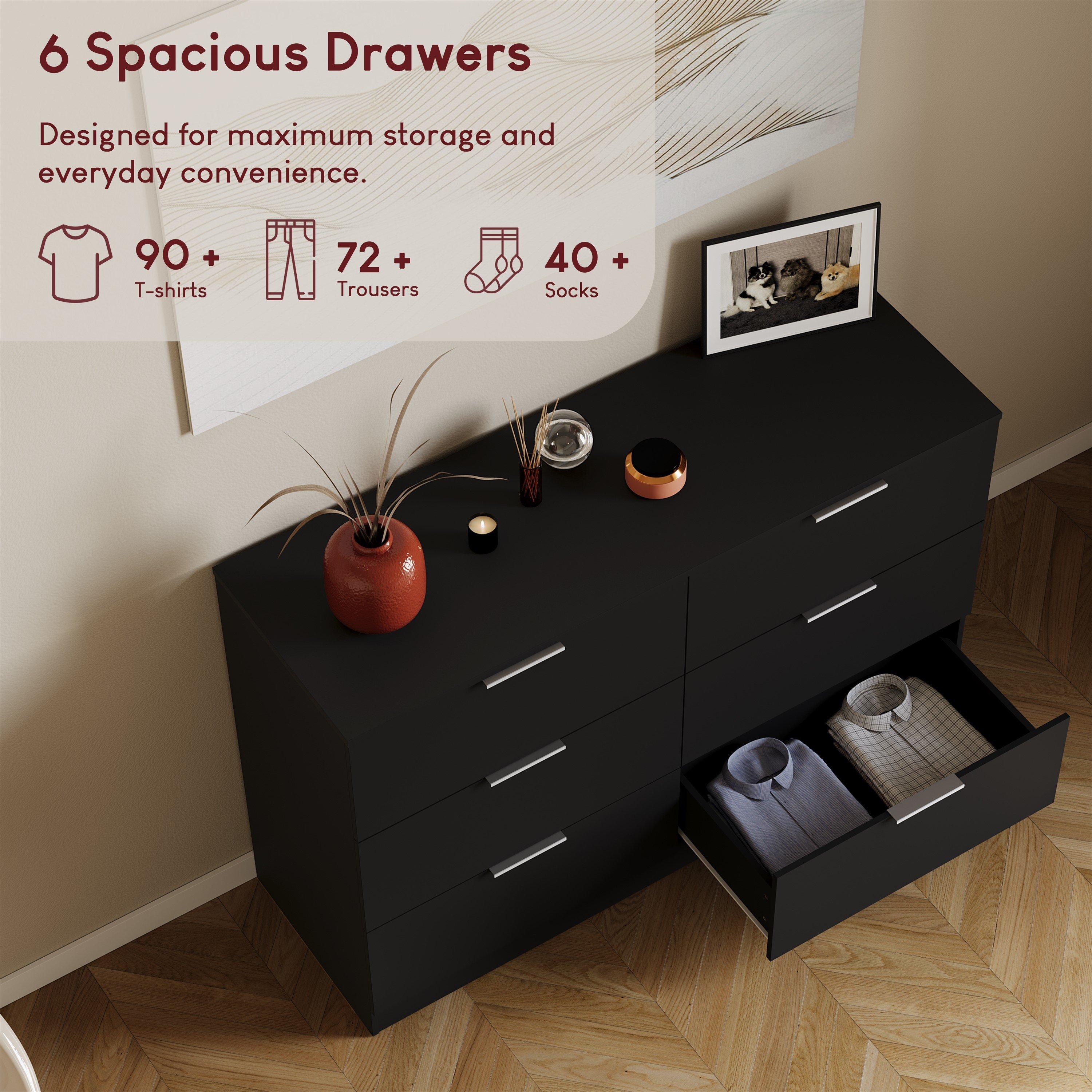 Black - Lassic - Trega 6 Drawer Chest of Drawers - 4