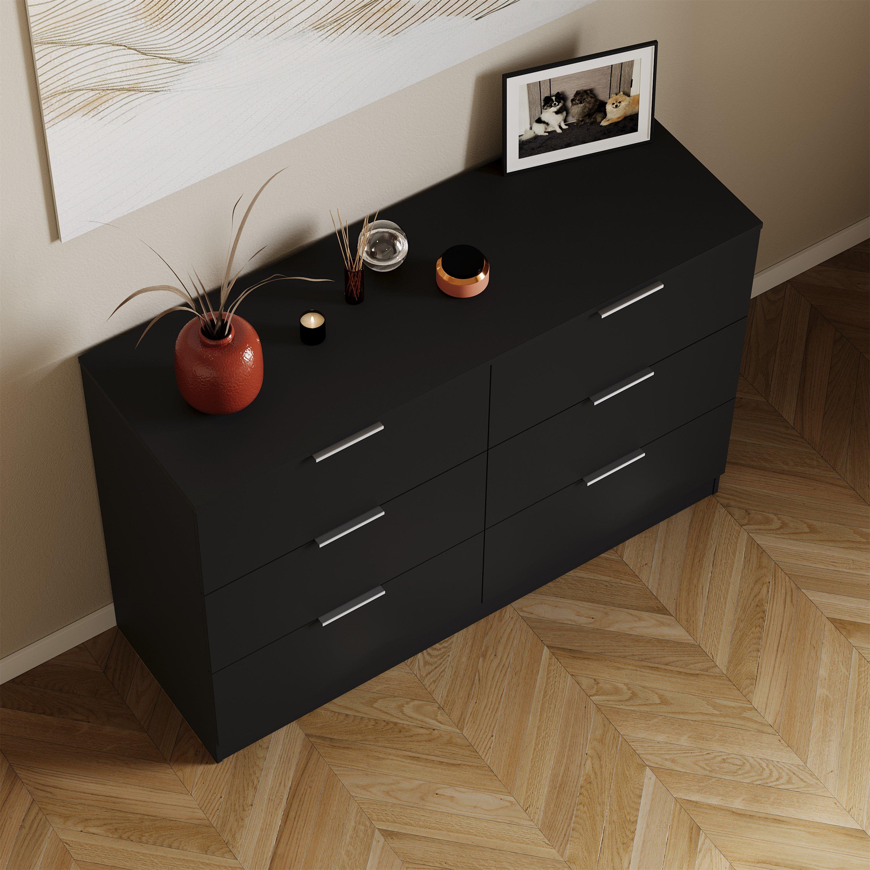 Black - Lassic - Trega 6 Drawer Chest of Drawers - 6