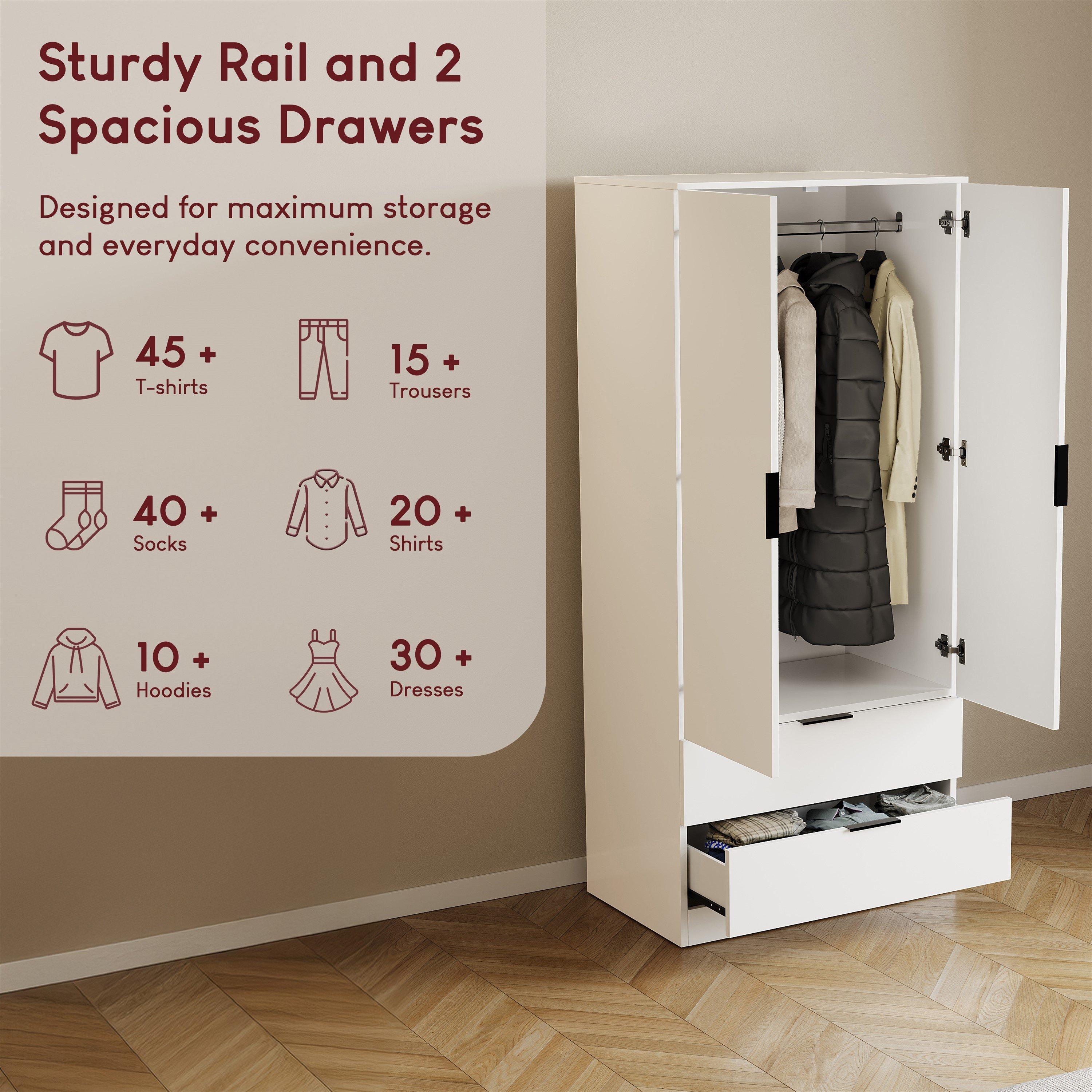 White - Lassic - Trega 2 Door 2 Drawer Wardrobe - 3