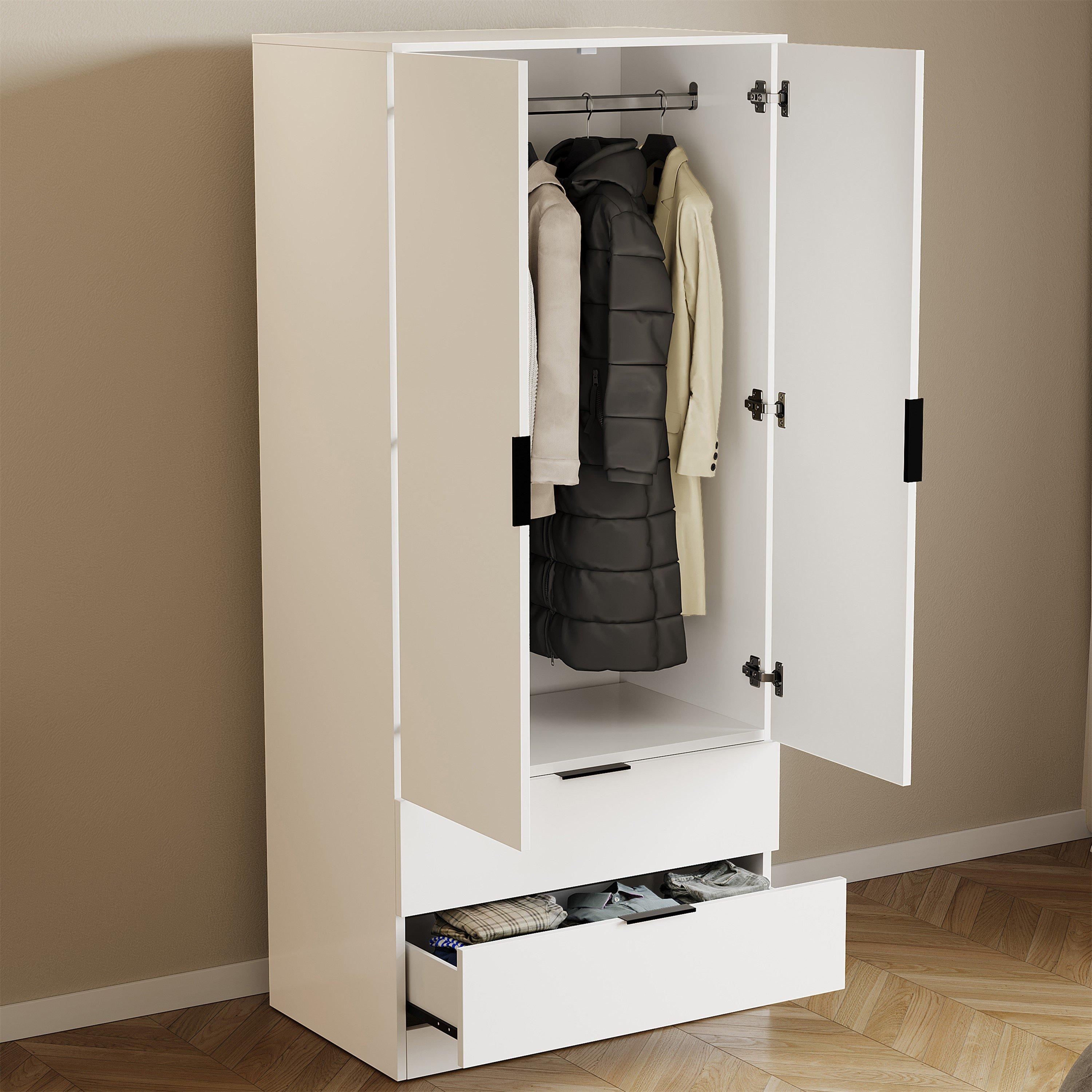 White - Lassic - Trega 2 Door 2 Drawer Wardrobe - 4