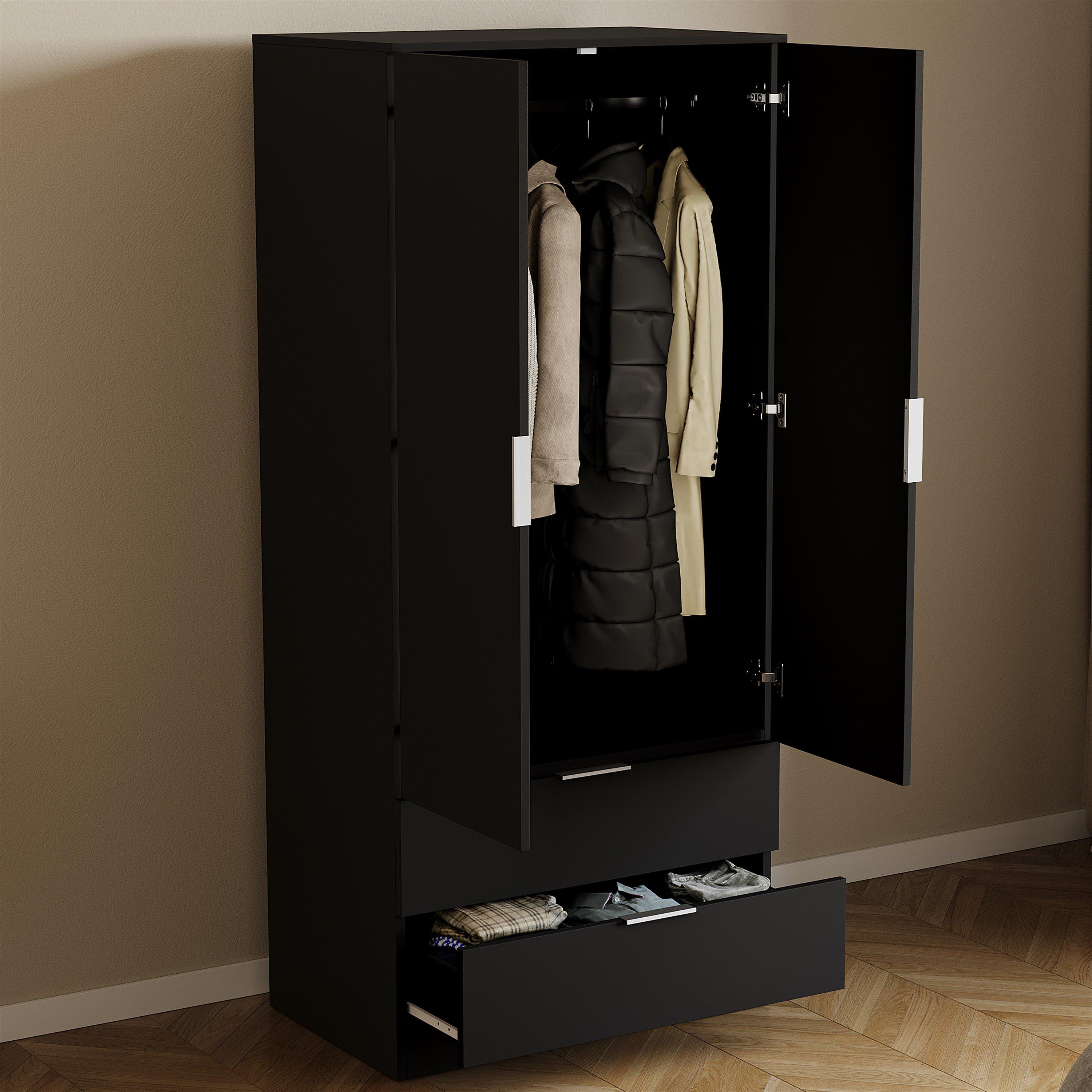 Black - Lassic - Trega 2 Door 2 Drawer Wardrobe - 4