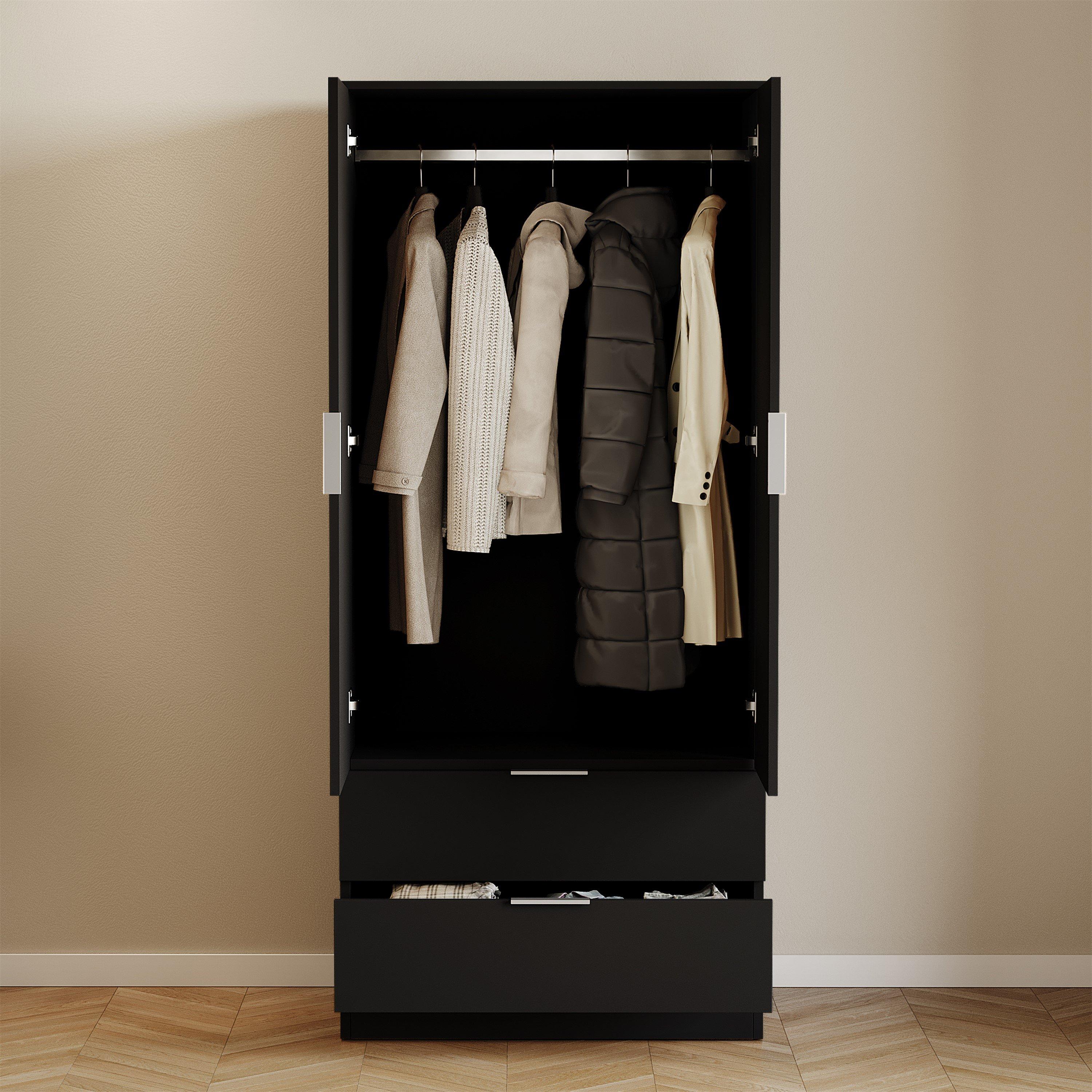 Black - Lassic - Trega 2 Door 2 Drawer Wardrobe - 5