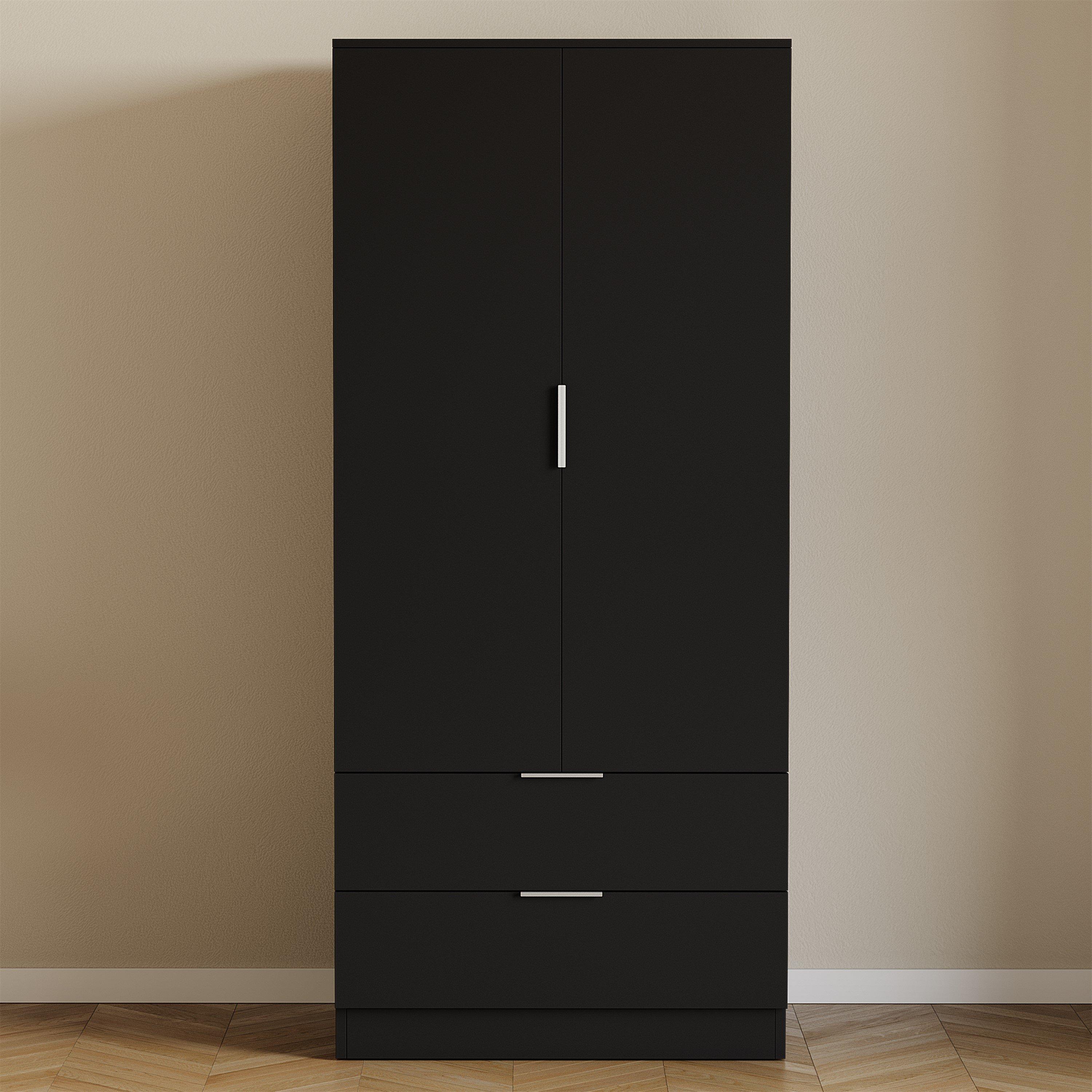 Black - Lassic - Trega 2 Door 2 Drawer Wardrobe - 6