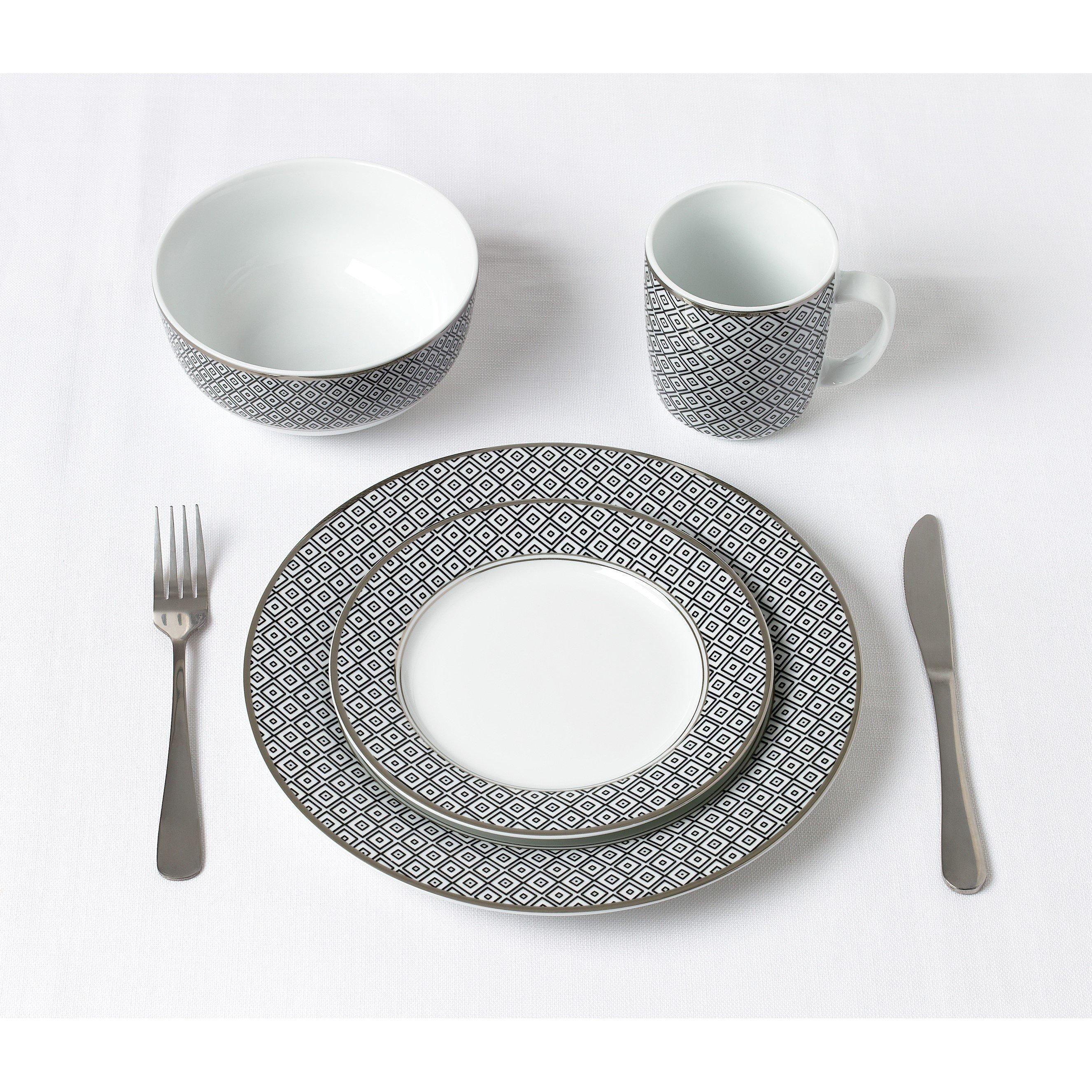 Black - Waterside - 16pc Black Diamond with Platinum Rim - 2