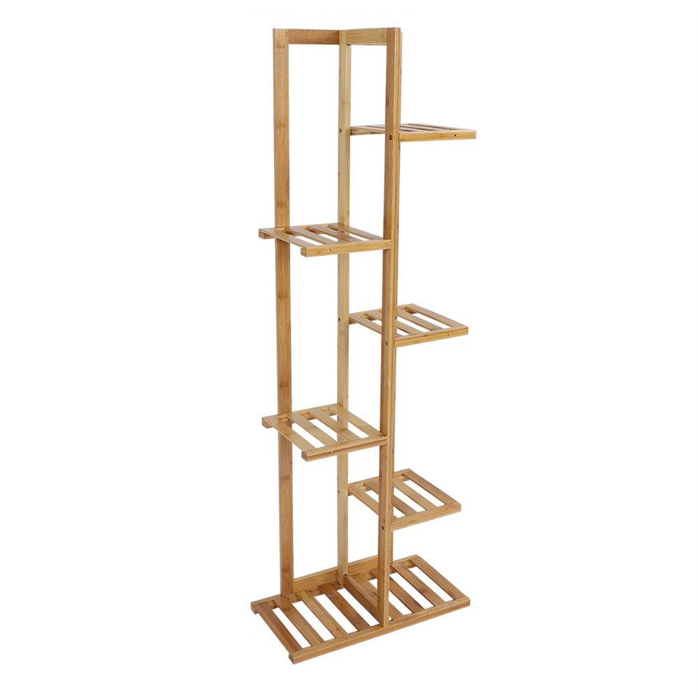 Brown - LIFE IDEAS - Rustic Wooden 6-Tiered Potted Plant Stand Brown - 1