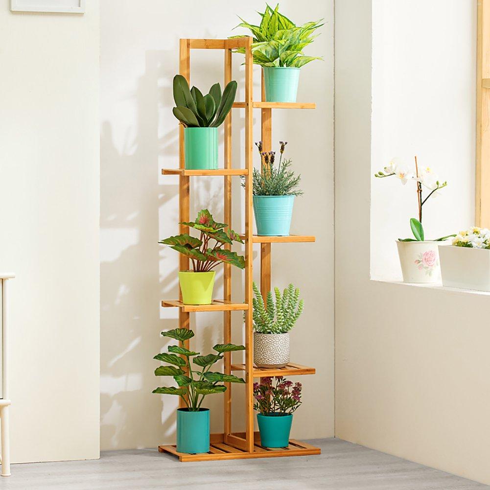 Brown - LIFE IDEAS - Rustic Wooden 6-Tiered Potted Plant Stand Brown - 2