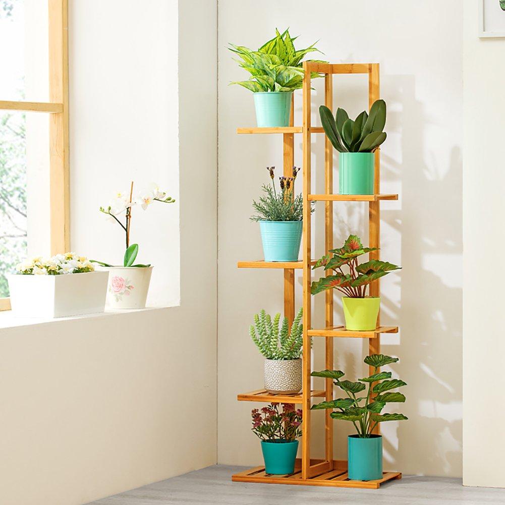 Brown - LIFE IDEAS - Rustic Wooden 6-Tiered Potted Plant Stand Brown - 3