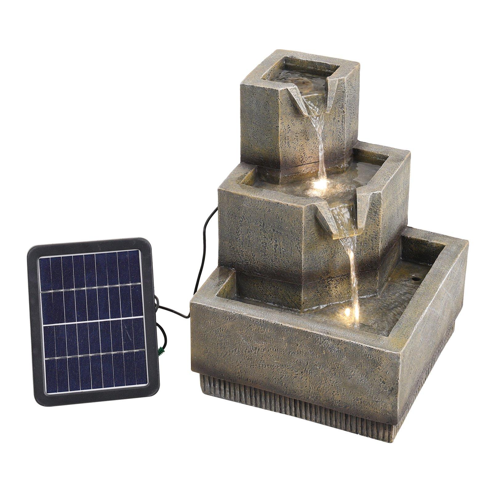 Brown - Breeins - Multi-Tier Modern Garden Fountain with LED Lights - 4