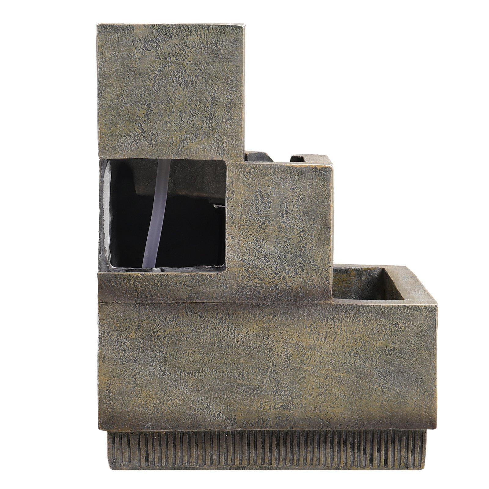 Brown - Breeins - Multi-Tier Modern Garden Fountain with LED Lights - 5