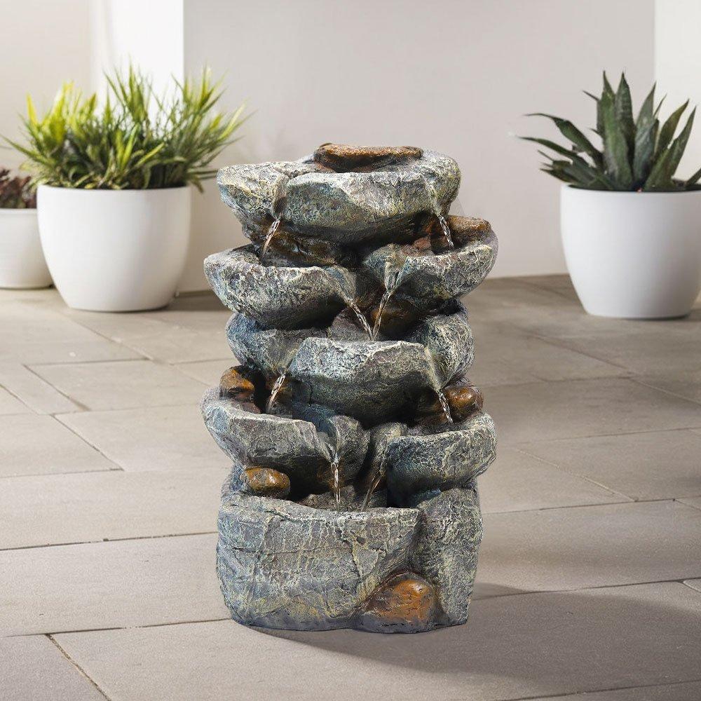 Black - Breeins - Outdoor Fountain Waterfall Solar Powered - 1