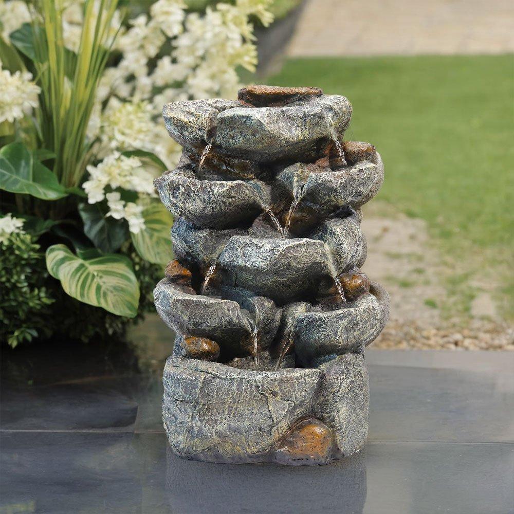Black - Breeins - Outdoor Fountain Waterfall Solar Powered - 2