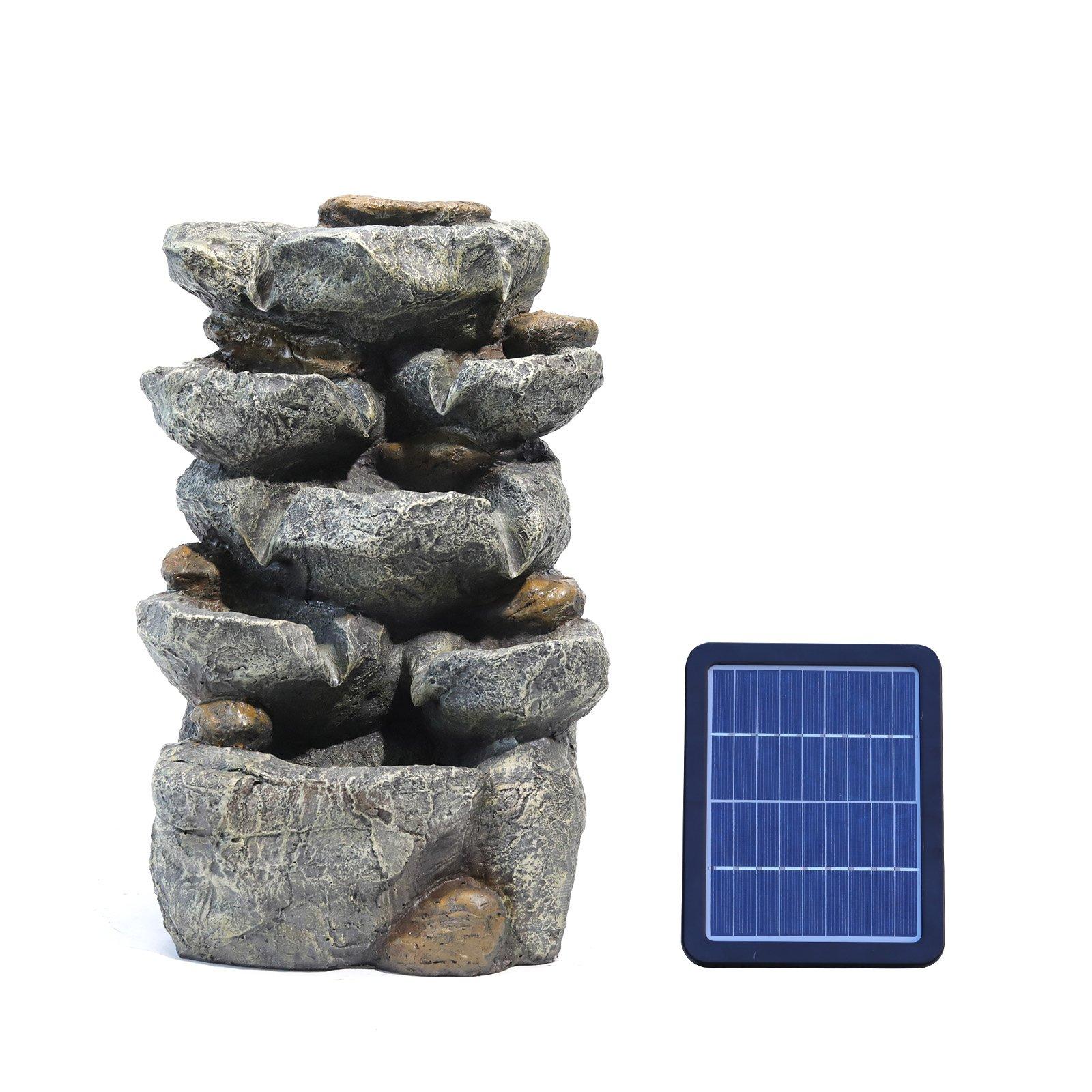 Black - Breeins - Outdoor Fountain Waterfall Solar Powered - 3