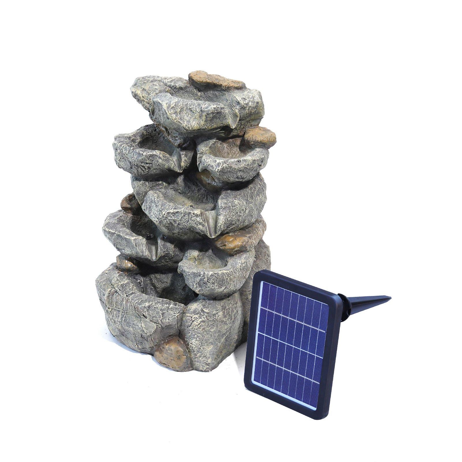 Black - Breeins - Outdoor Fountain Waterfall Solar Powered - 4