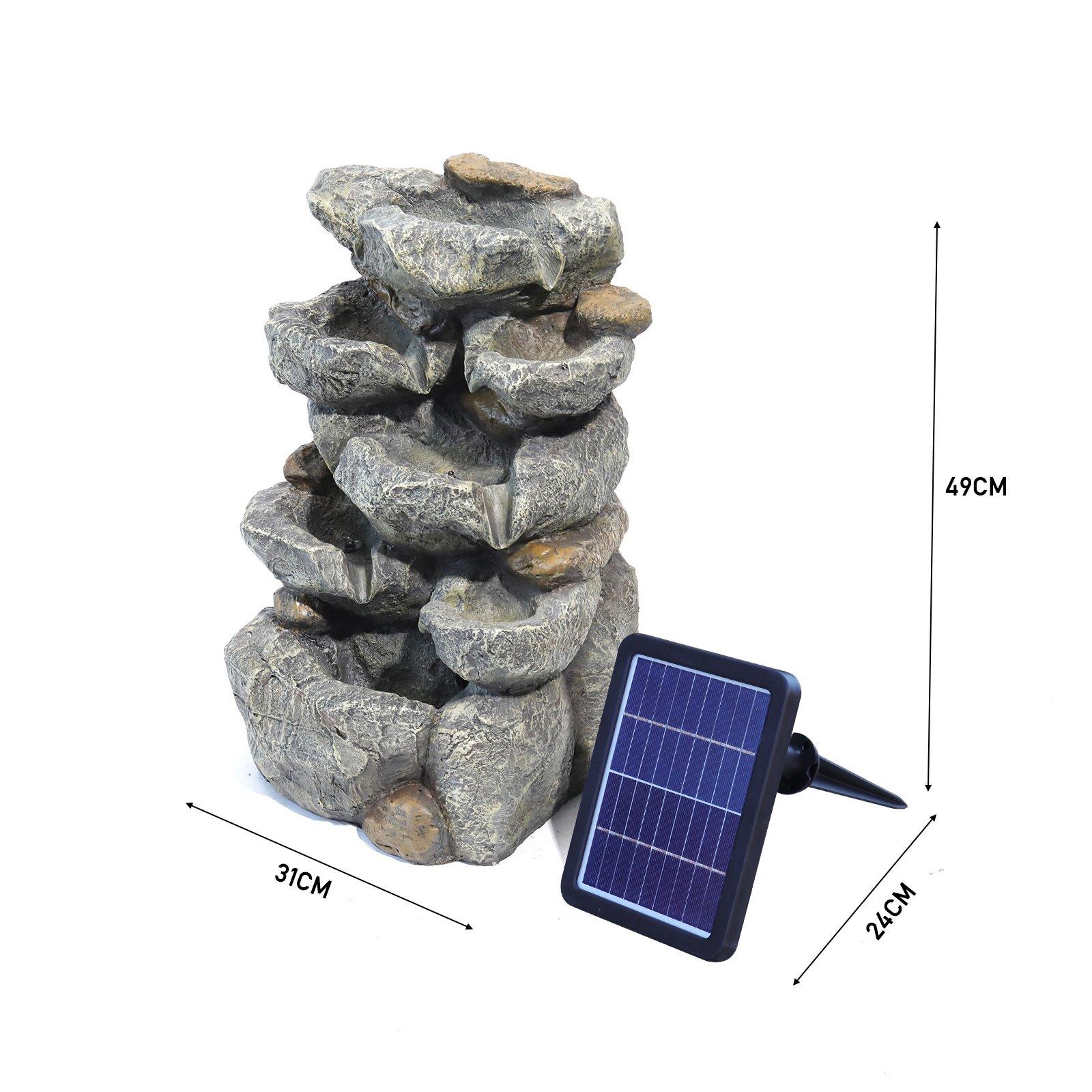 Black - Breeins - Outdoor Fountain Waterfall Solar Powered - 7