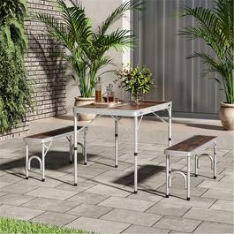Breeins Camping Outdoor Picnic Table with Two Benches