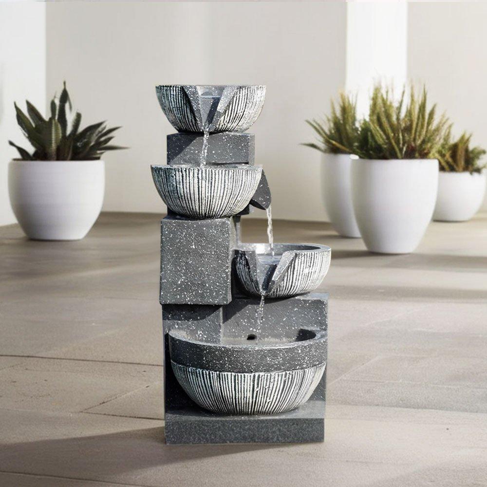 Breeins  Outdoor Solar Power Garden Fountain Rockery Decor - Black