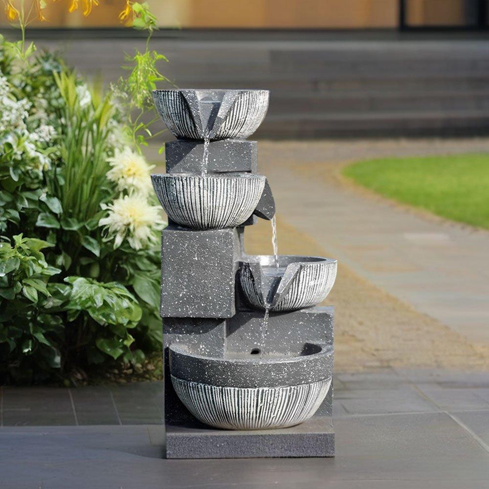 Black - Breeins - Outdoor Solar Power Garden Fountain Rockery Decor - 2