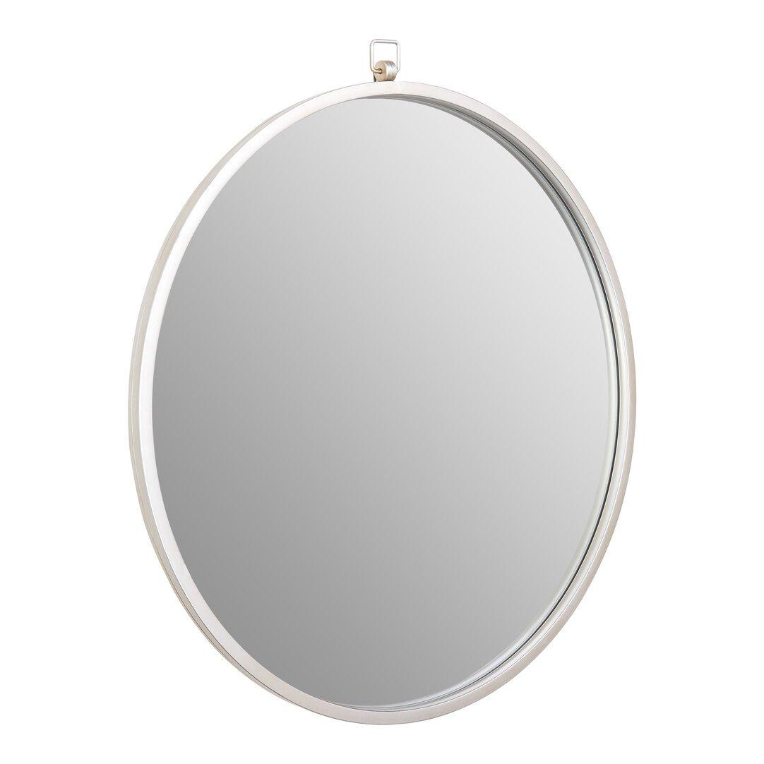 Silver - Fifty Five South - Jacen Silver Metal Frame Round Wall Mirror - 2