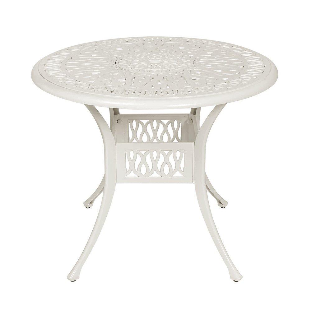 White - Breeins - Vintage Round Aluminum Garden Table White - 3