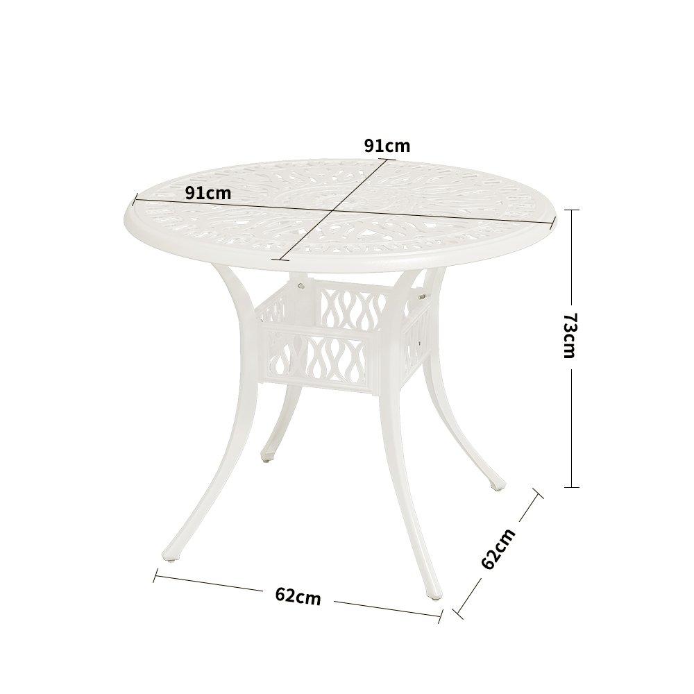 White - Breeins - Vintage Round Aluminum Garden Table White - 6
