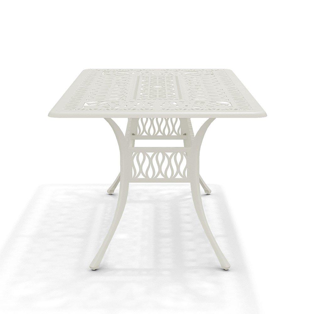 White - Breeins - Vintage Rectangular Aluminum Garden Table White - 3