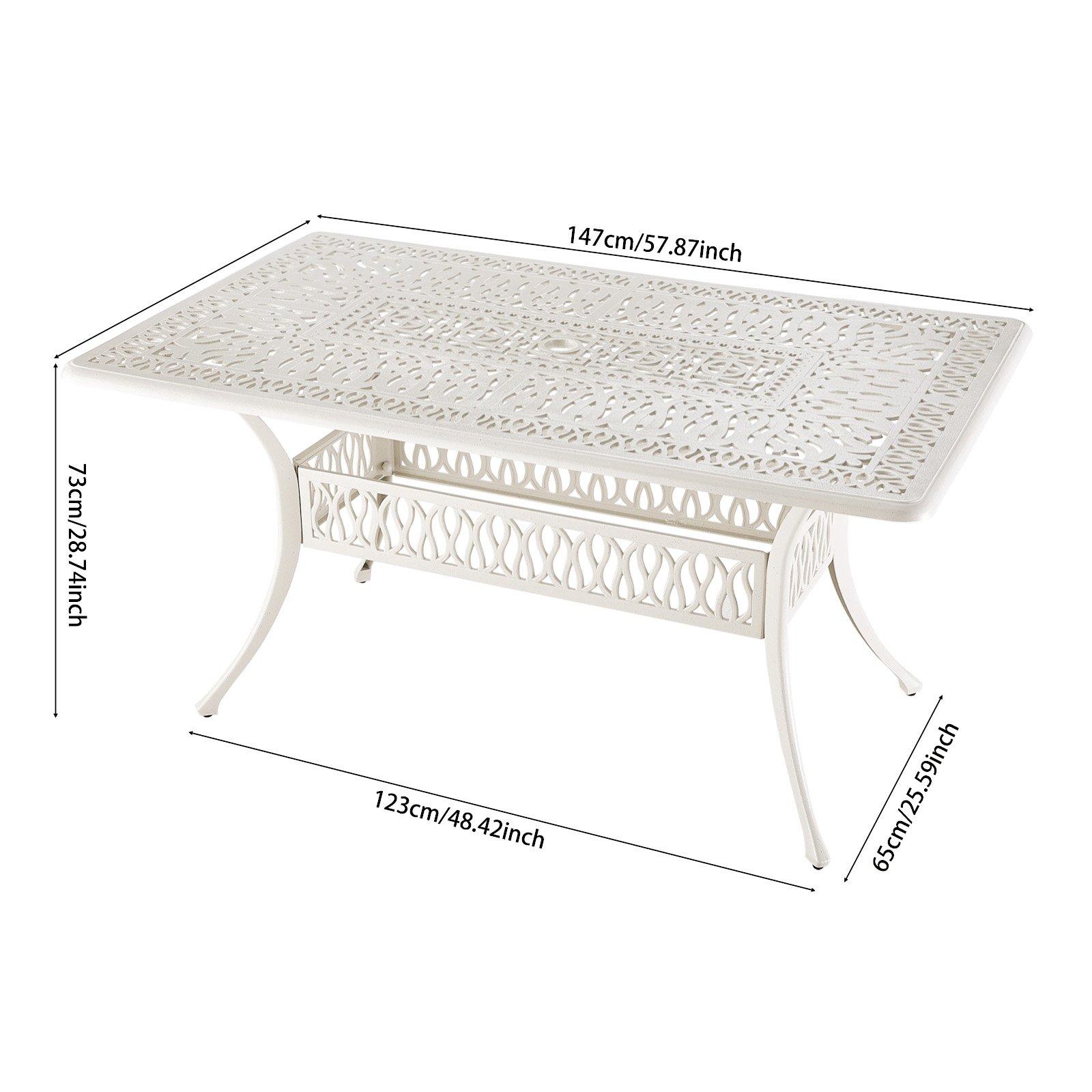 White - Breeins - Vintage Rectangular Aluminum Garden Table White - 8