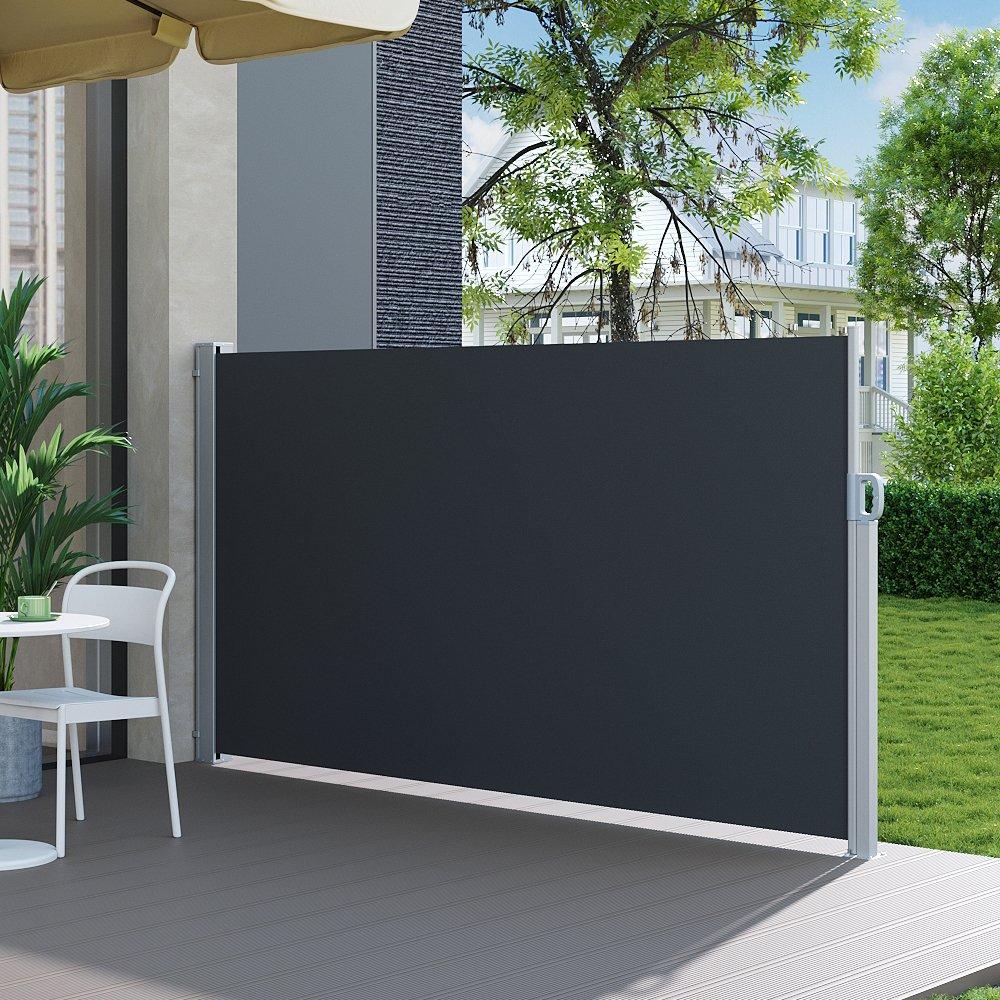 Black - Breeins - Outdoor Retractable Privacy Side Awning Black - 1
