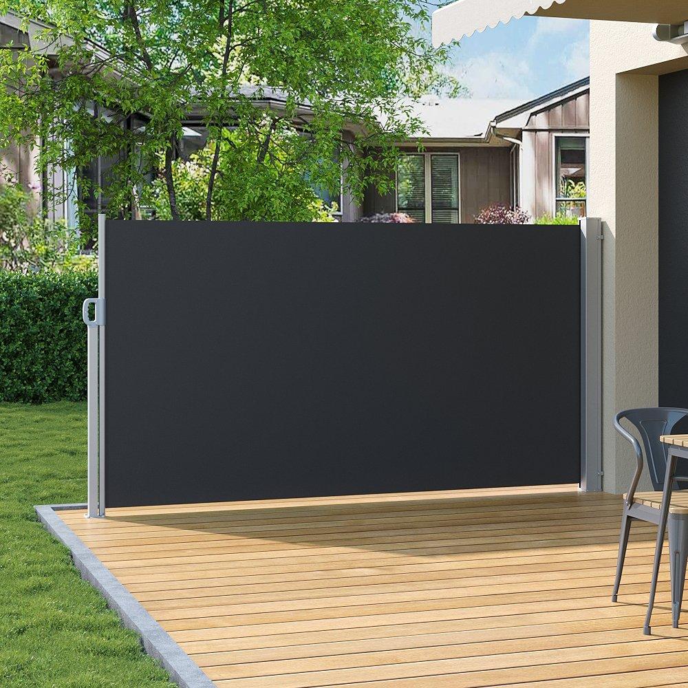 Black - Breeins - Outdoor Retractable Privacy Side Awning Black - 2