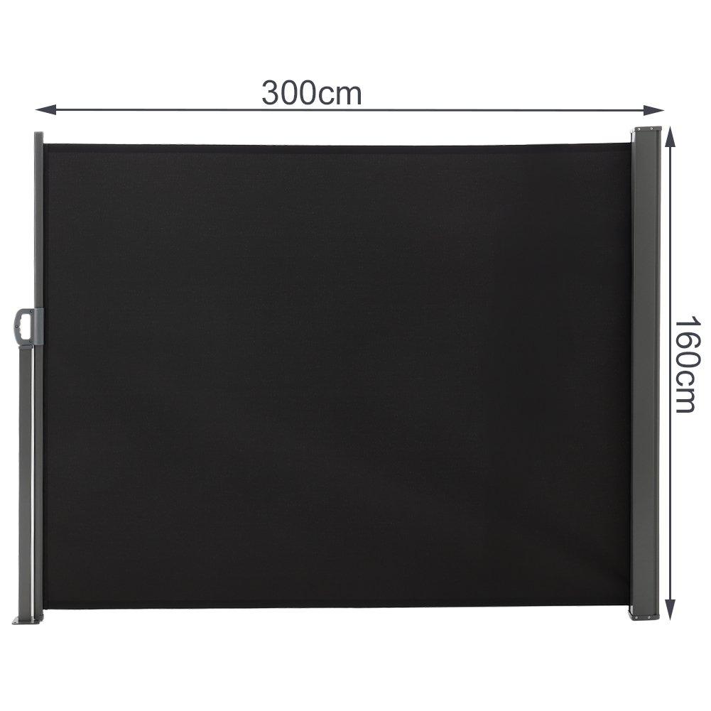 Black - Breeins - Outdoor Retractable Privacy Side Awning Black - 4