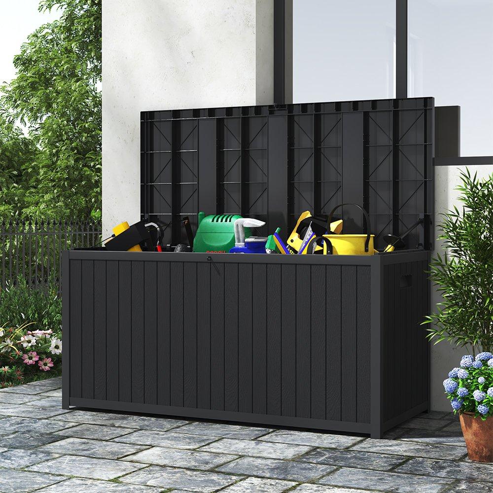Black - Breeins - Garden Cushion Storage Box Waterproof Black - 2
