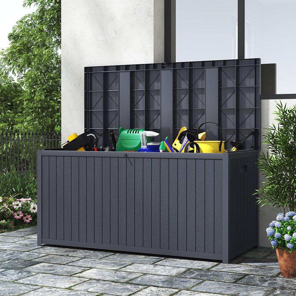 Grey - Breeins - Garden Cushion Storage Box Waterproof Grey - 2