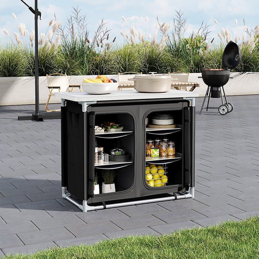 Black - Breeins Camping - Camping Kitchen Table Portable Storage, Black - 2