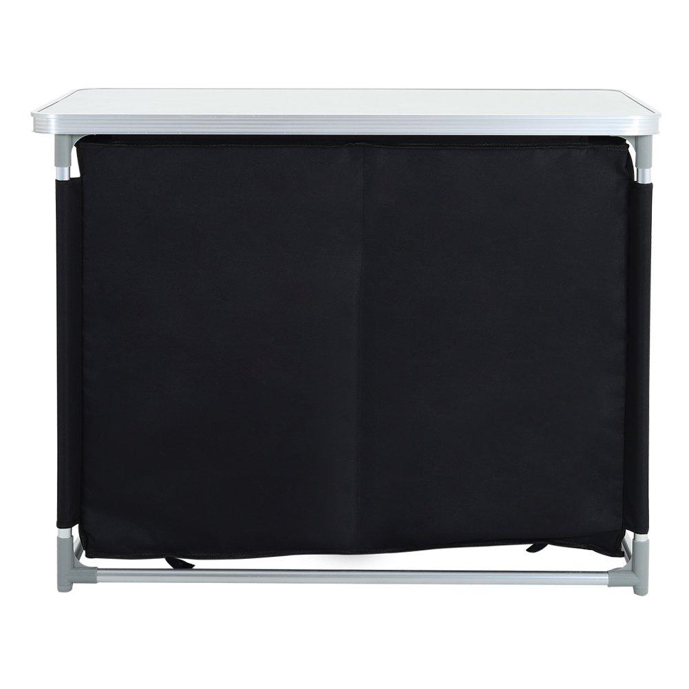 Black - Breeins Camping - Camping Kitchen Table Portable Storage, Black - 5