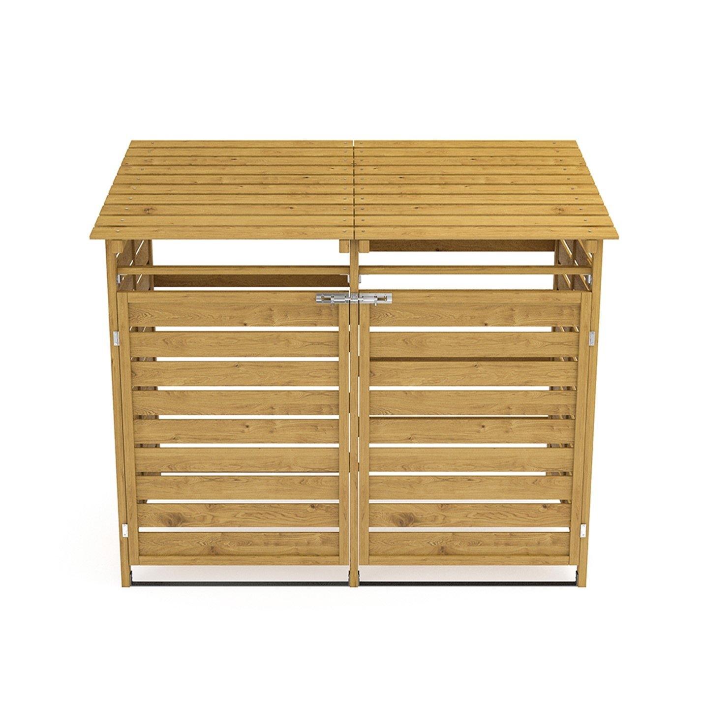 Brown - Breeins - Outdoor Wood Garbage Can Garden Storage Shed - 3