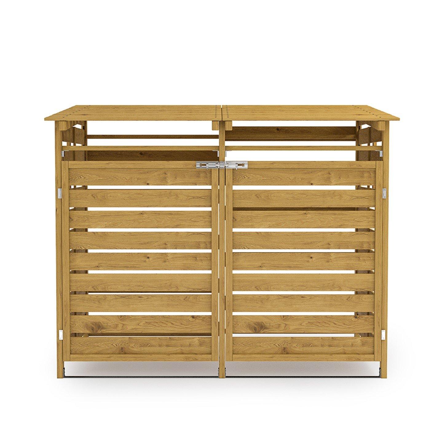 Brown - Breeins - Outdoor Wood Garbage Can Garden Storage Shed - 4