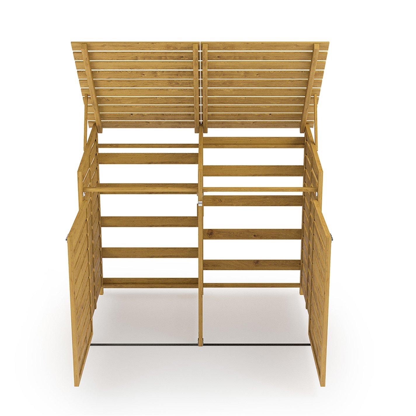 Brown - Breeins - Outdoor Wood Garbage Can Garden Storage Shed - 6