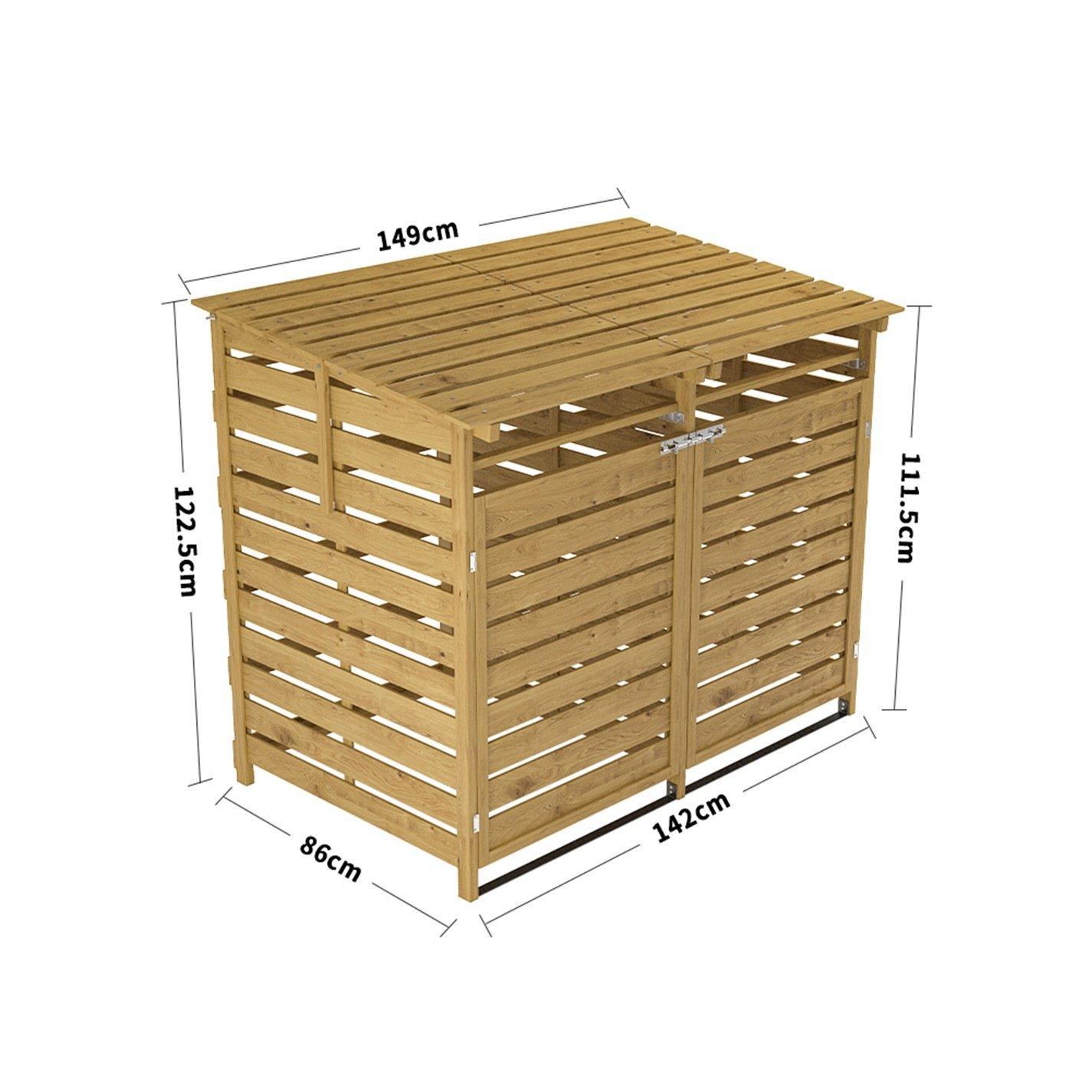 Brown - Breeins - Outdoor Wood Garbage Can Garden Storage Shed - 7