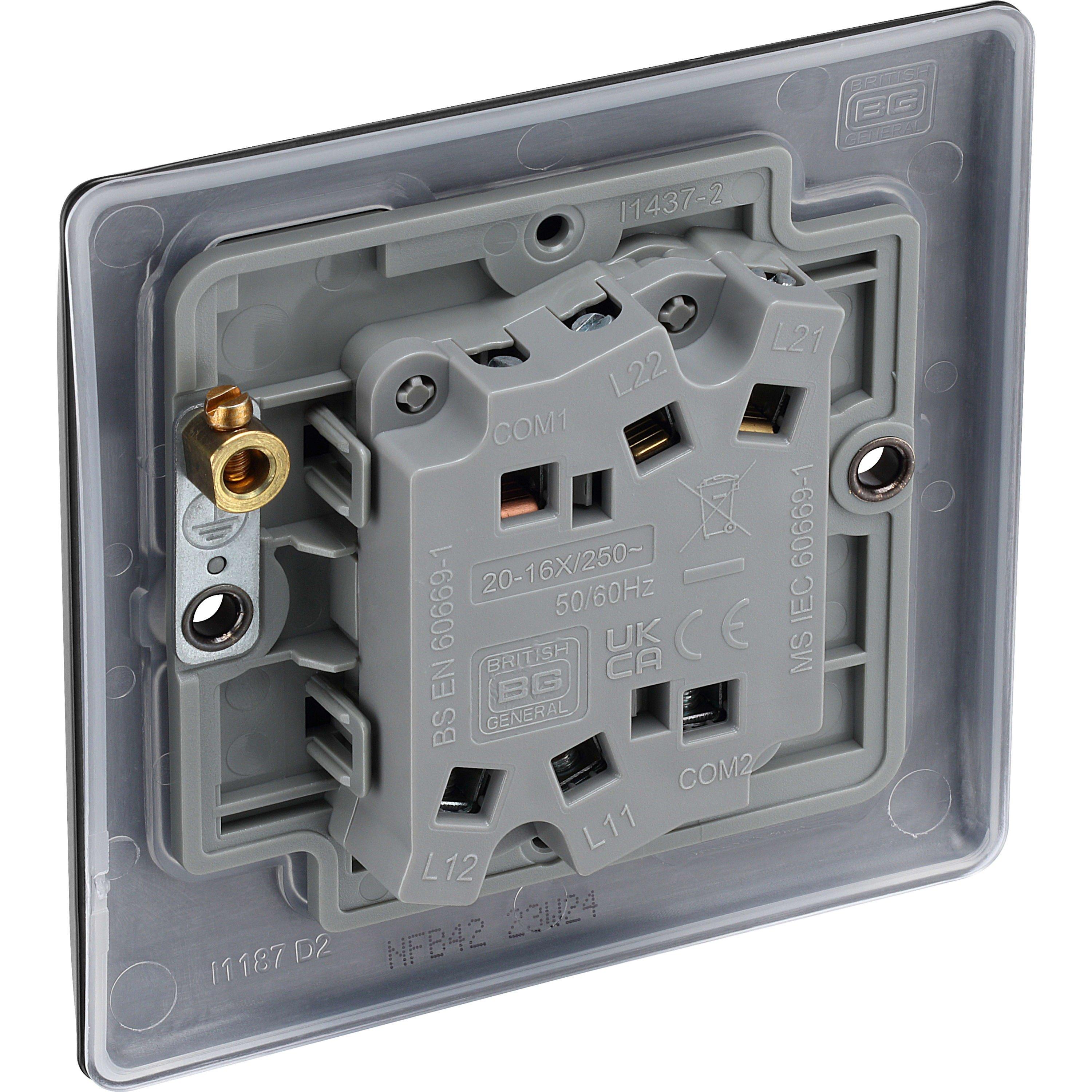 Matt Black - BG - BG Nexus Metal Double Light Switch Matt Black - 3