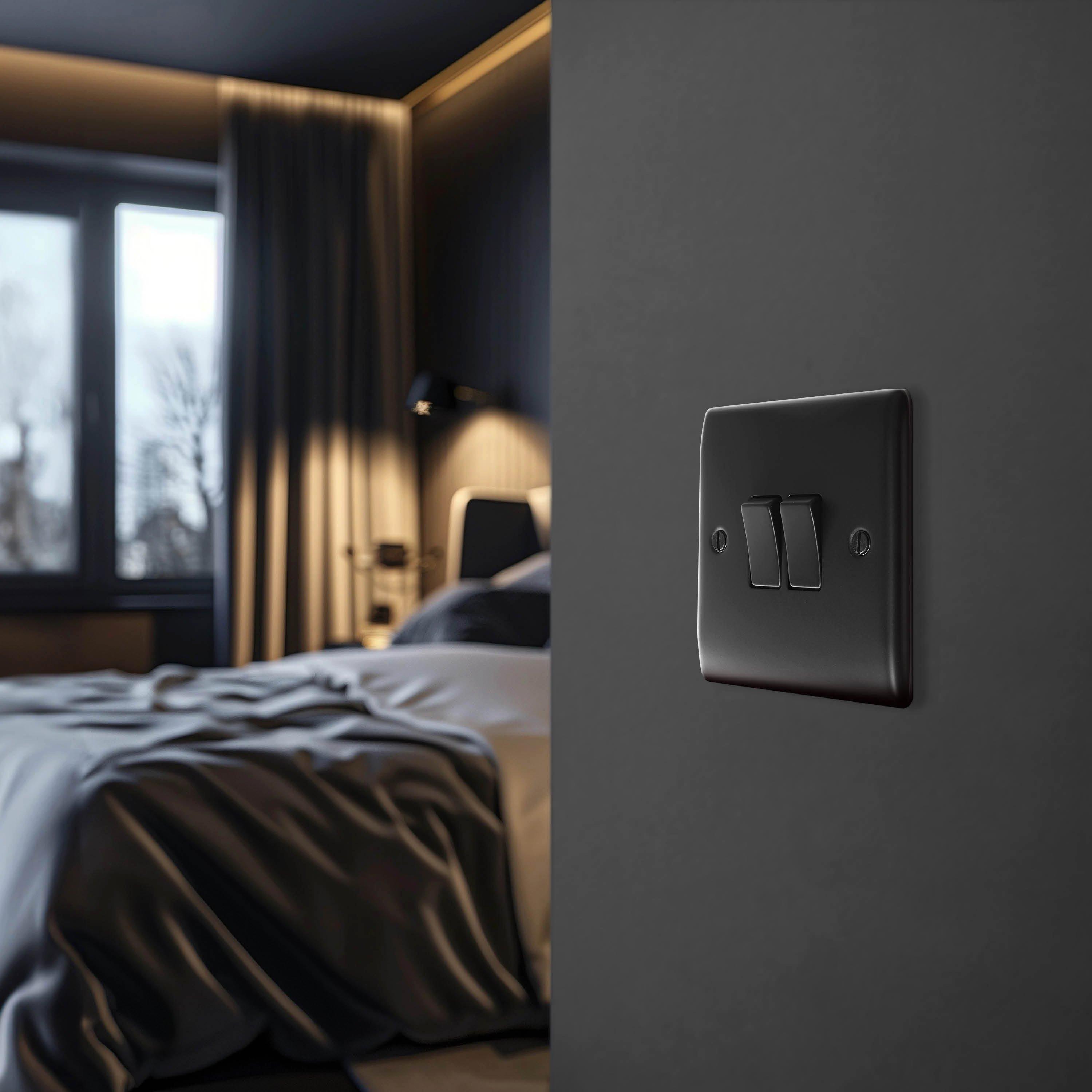 Matt Black - BG - BG Nexus Metal Double Light Switch Matt Black - 8