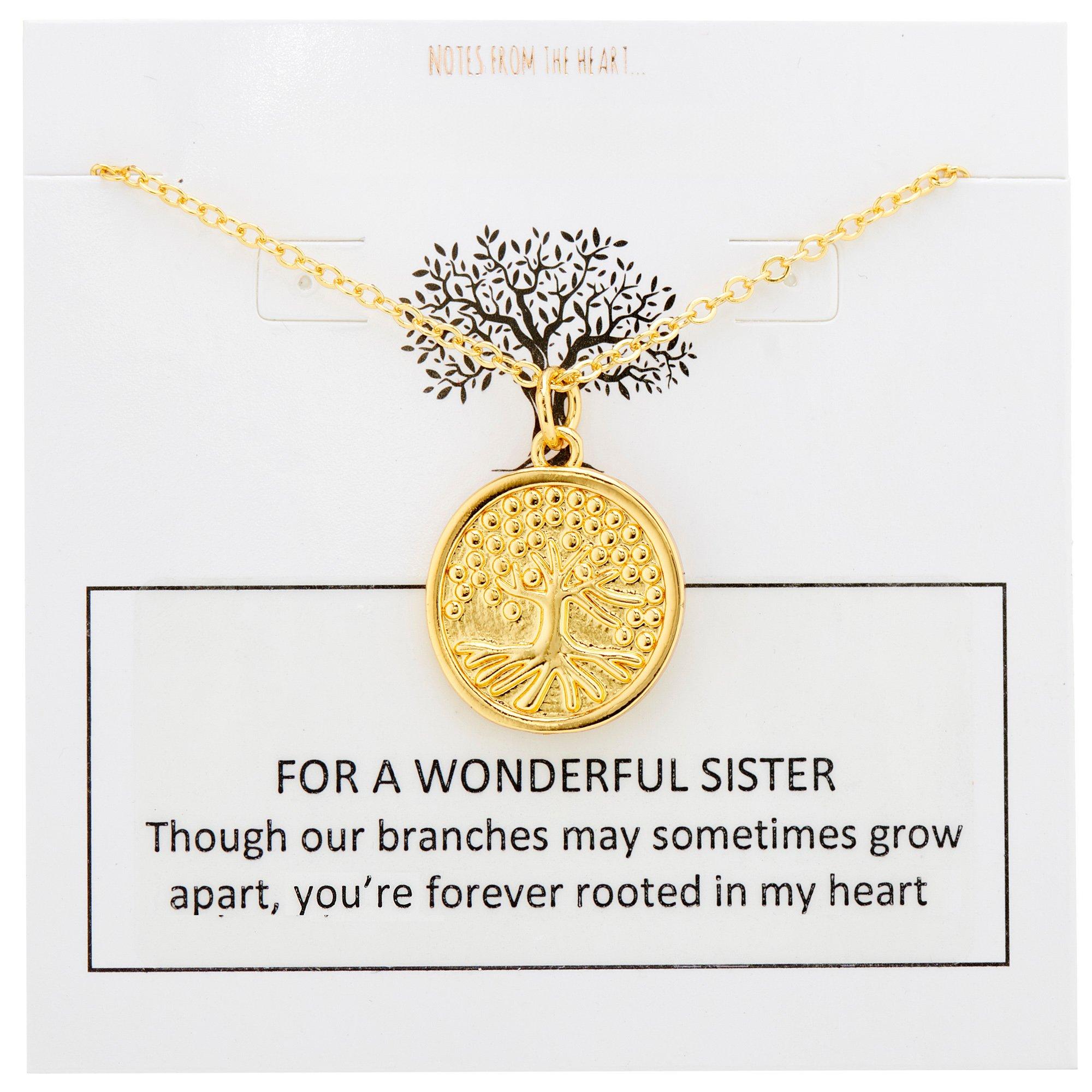 Notes From The Heart Women's Nfth For A Wonderful Sister Pendant - Gold