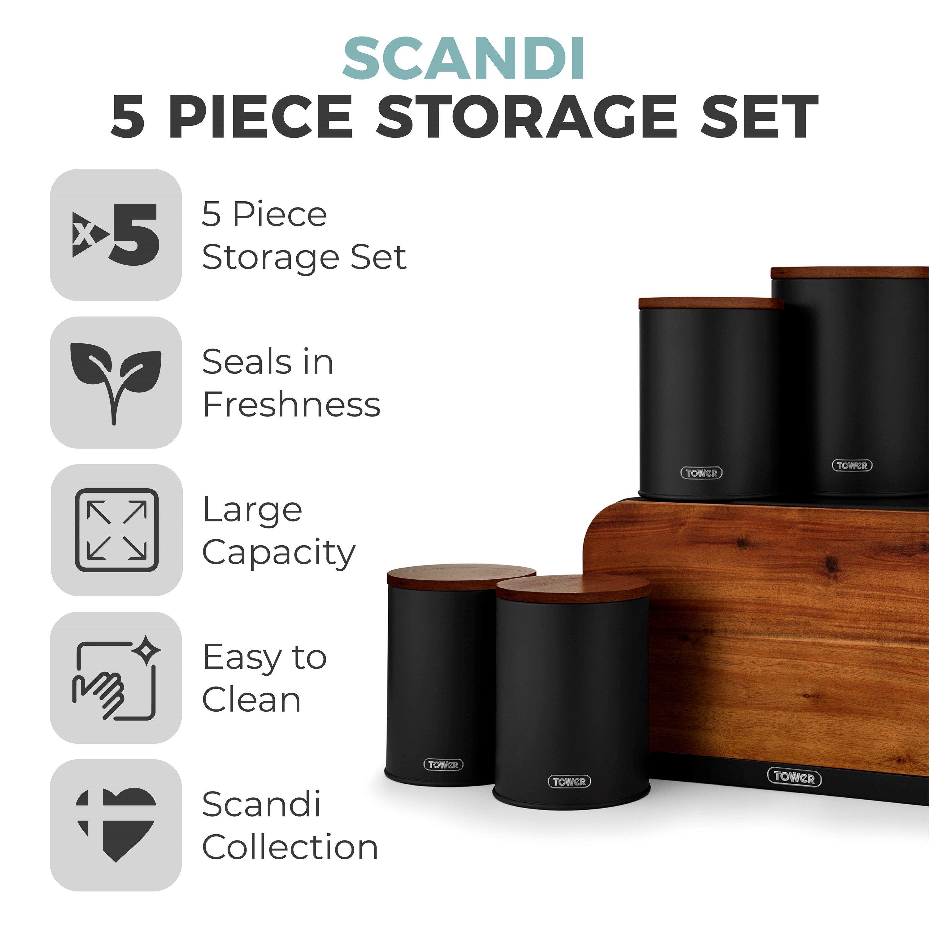 Black - Tower - Scandi 5 Piece Storage Set Black - 2