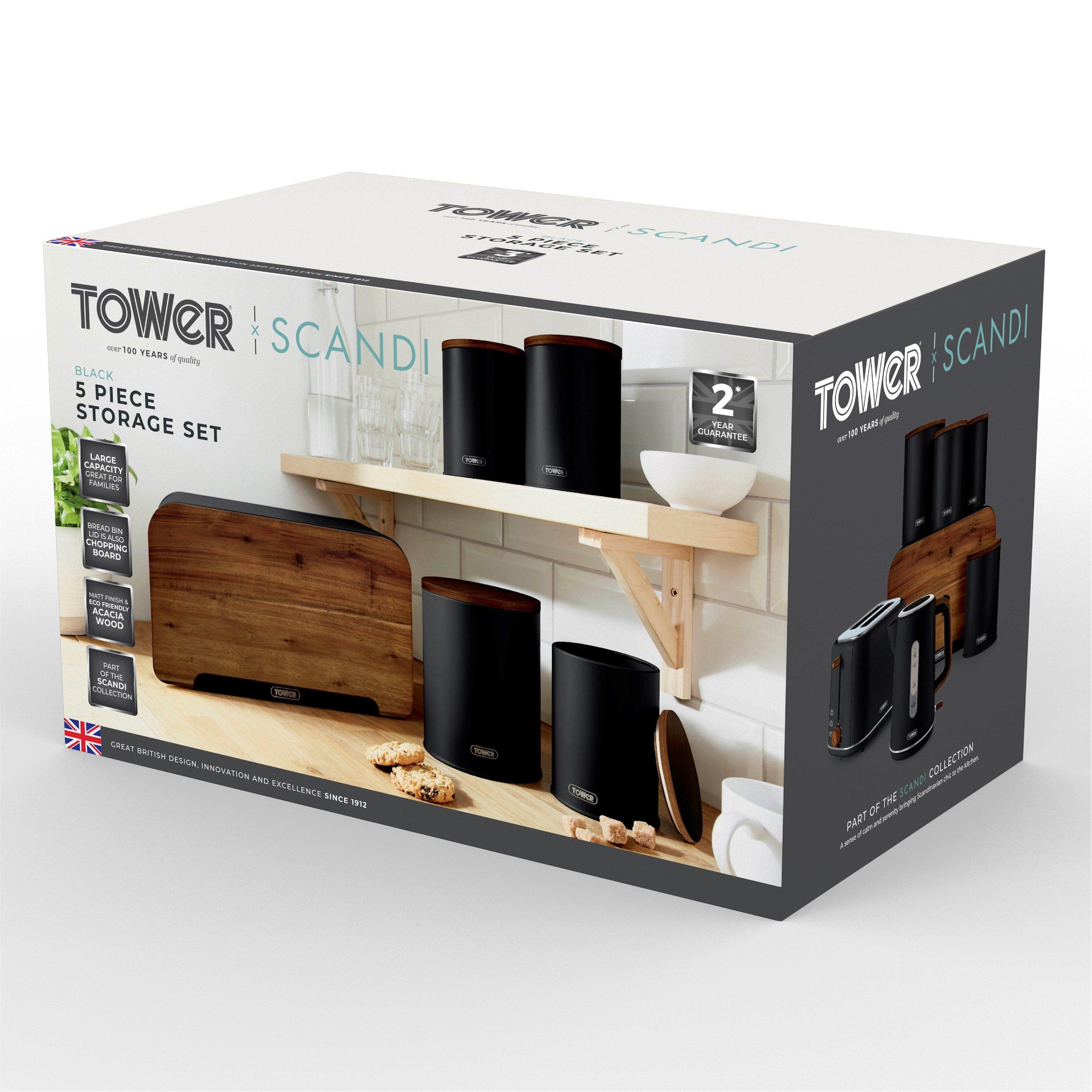 Black - Tower - Scandi 5 Piece Storage Set Black - 10