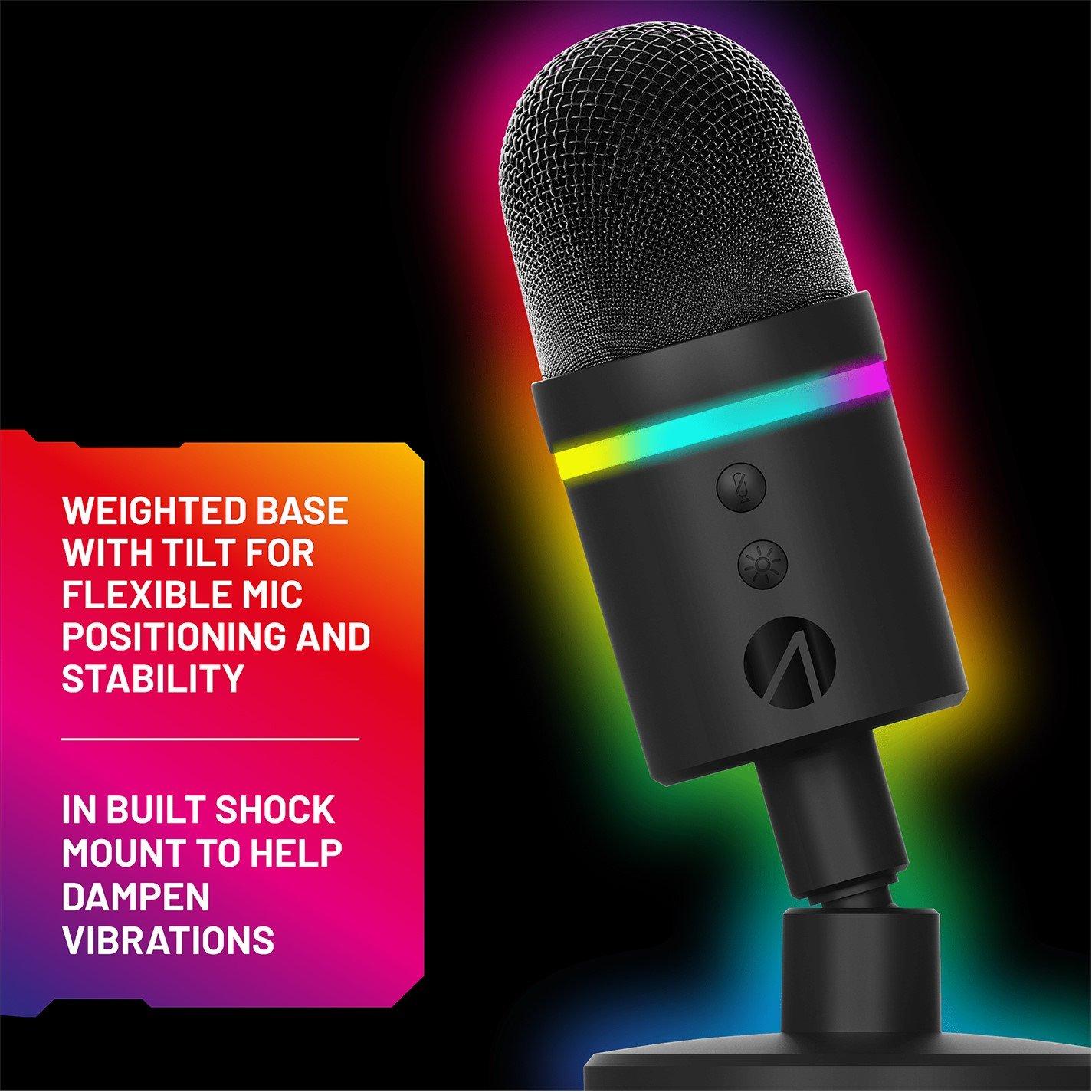 Black - Stealth - Light Up USB Streaming Microphone - 6