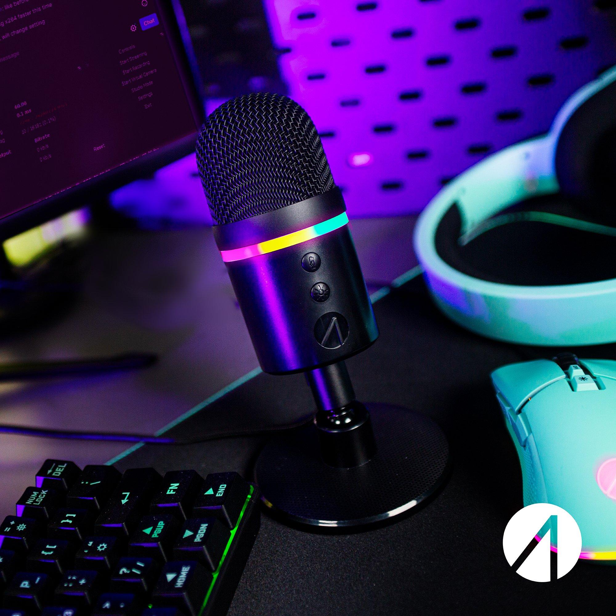 Black - Stealth - Light Up USB Streaming Microphone - 8