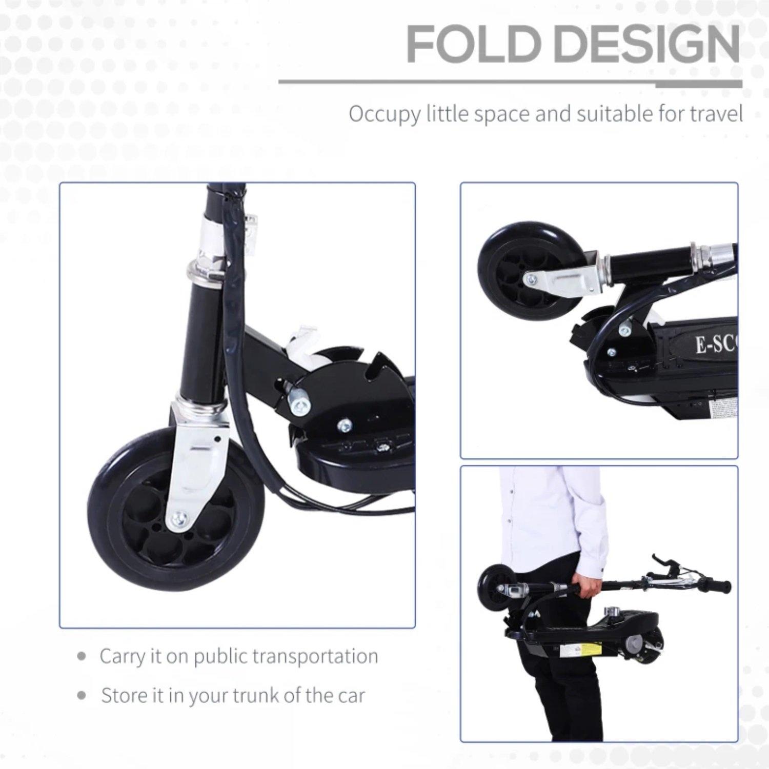 Black - HOMCOM - HOMCOM Foldable Electric 12V Ride On Scooter - 6