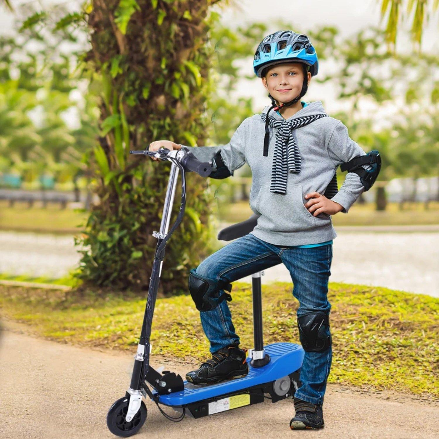 Blue - HOMCOM - HOMCOM Foldable Electric 12V Ride On Scooter - 2