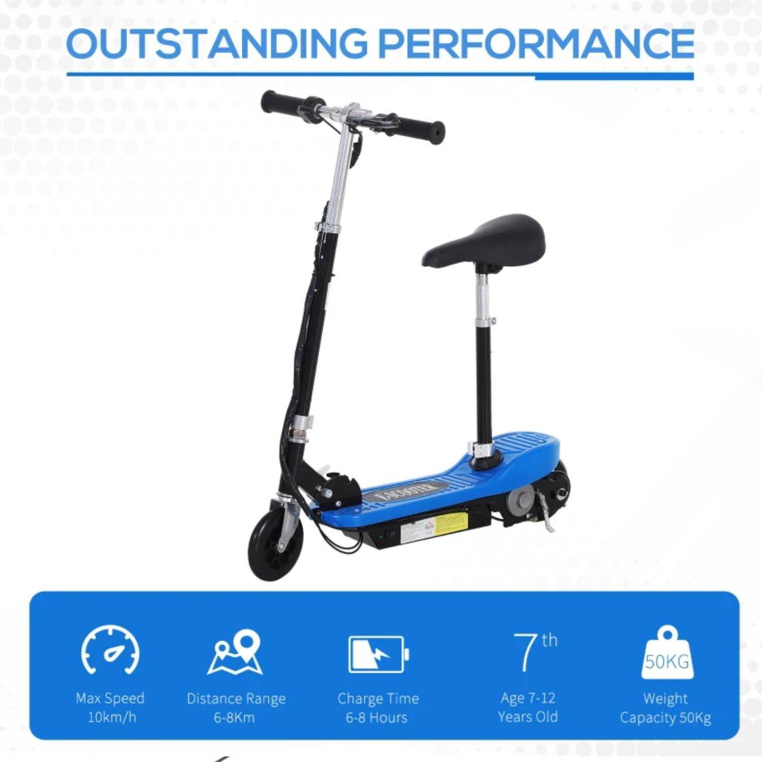 Blue - HOMCOM - HOMCOM Foldable Electric 12V Ride On Scooter - 4